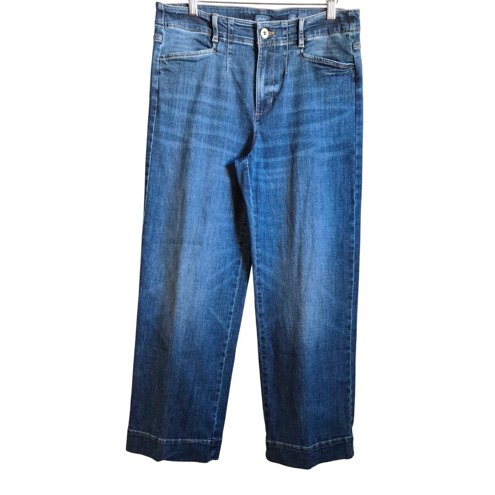 J. Jill Denim Womens High Rise Wide Leg Jeans Medium Wash Blue Trouser Style 12P
